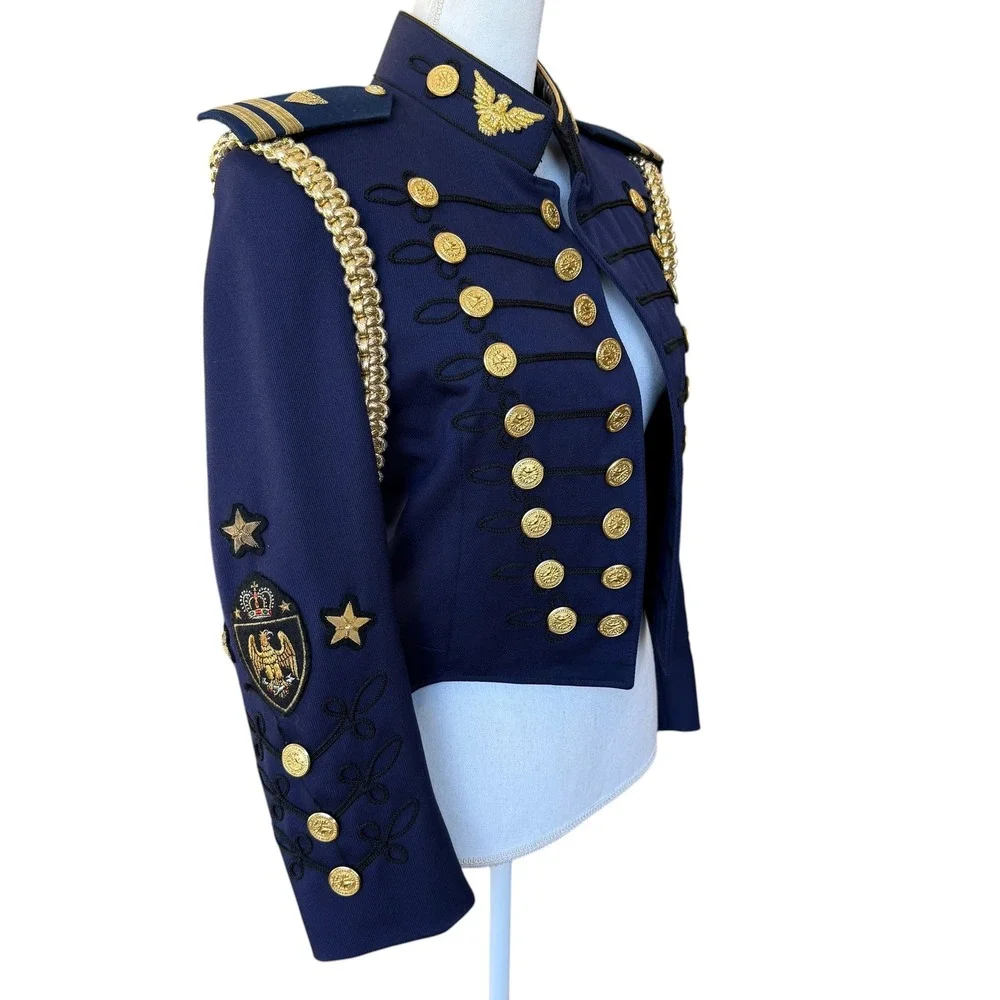 Gail Dauer USMC Military‎ Tailcoat Jacket Blue Wool Gold Braid Embroidery 34XS-T